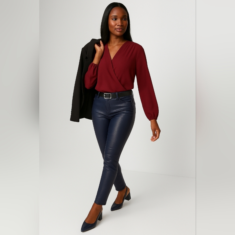 White House Black Market High-Rise Coated Skinny Jeans